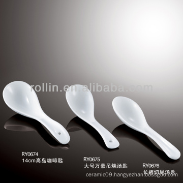 healthy durable white porcelain spoon